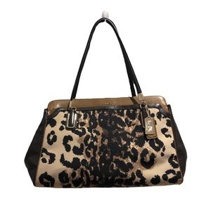 Coach animal print black brown bag double straps Very good condition